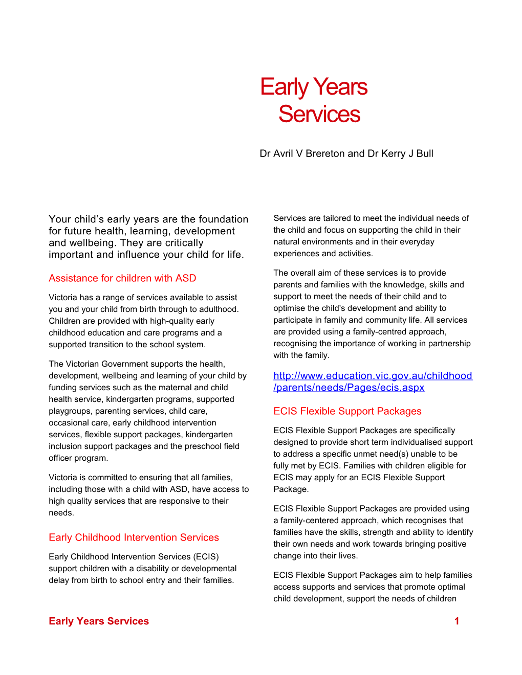 Early Years Services