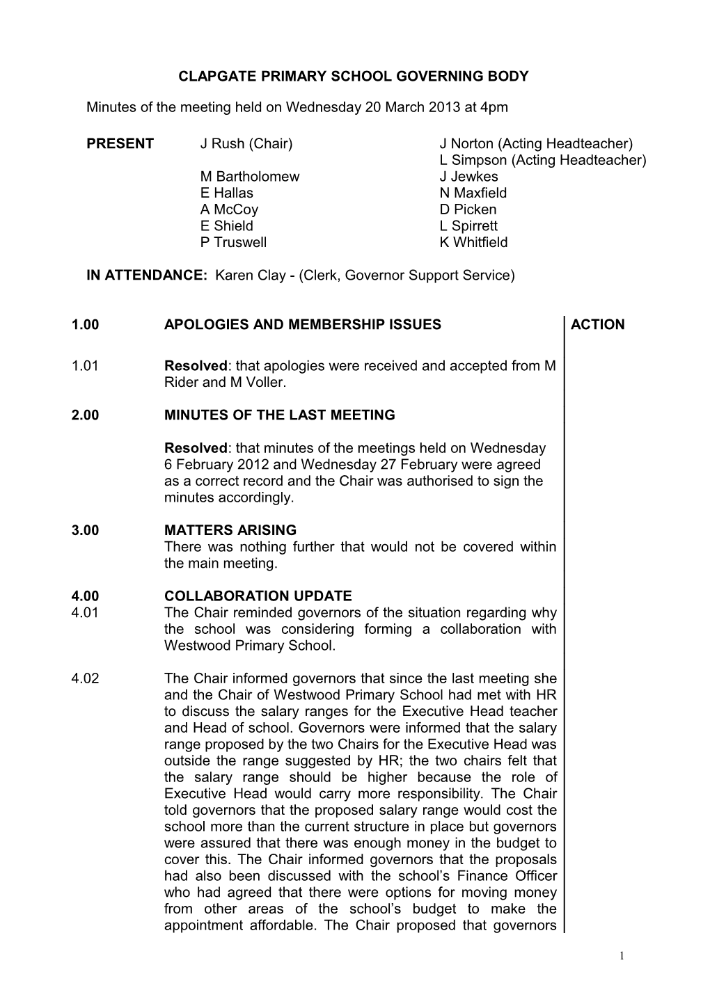 Clapgate Primary Schoolgoverning Body