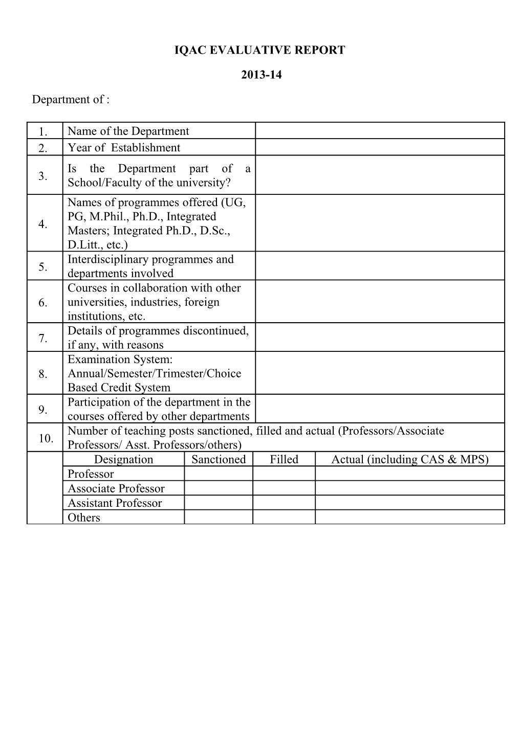 Iqac Evaluative Report