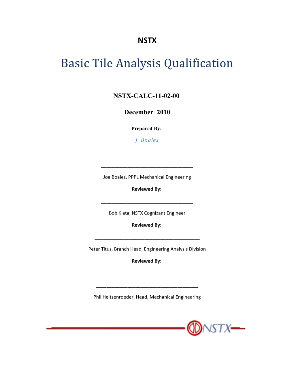 Basic Tile Analysis Qualification
