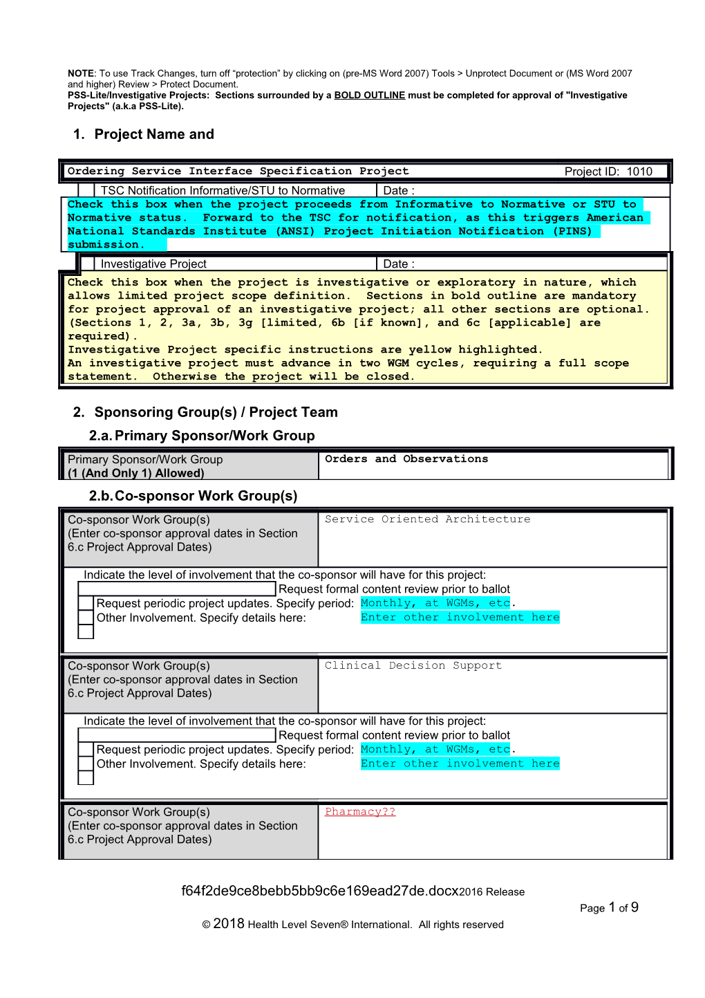 HL7 Project Scope Statement s2