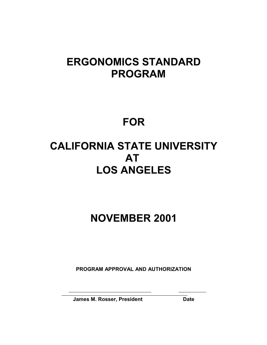 Subject: Ergonomics Program Standard
