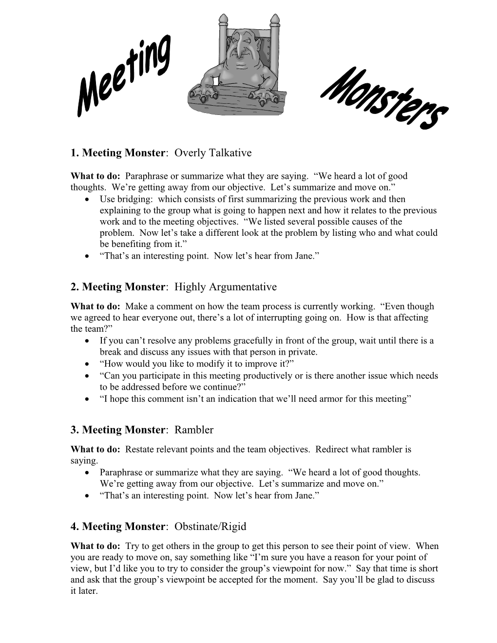 Meeting Monster: Overly Talkative