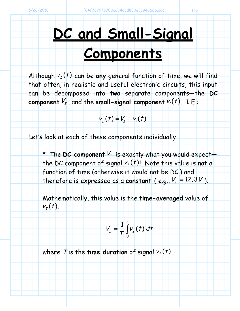 DC and Small-Signal Componets