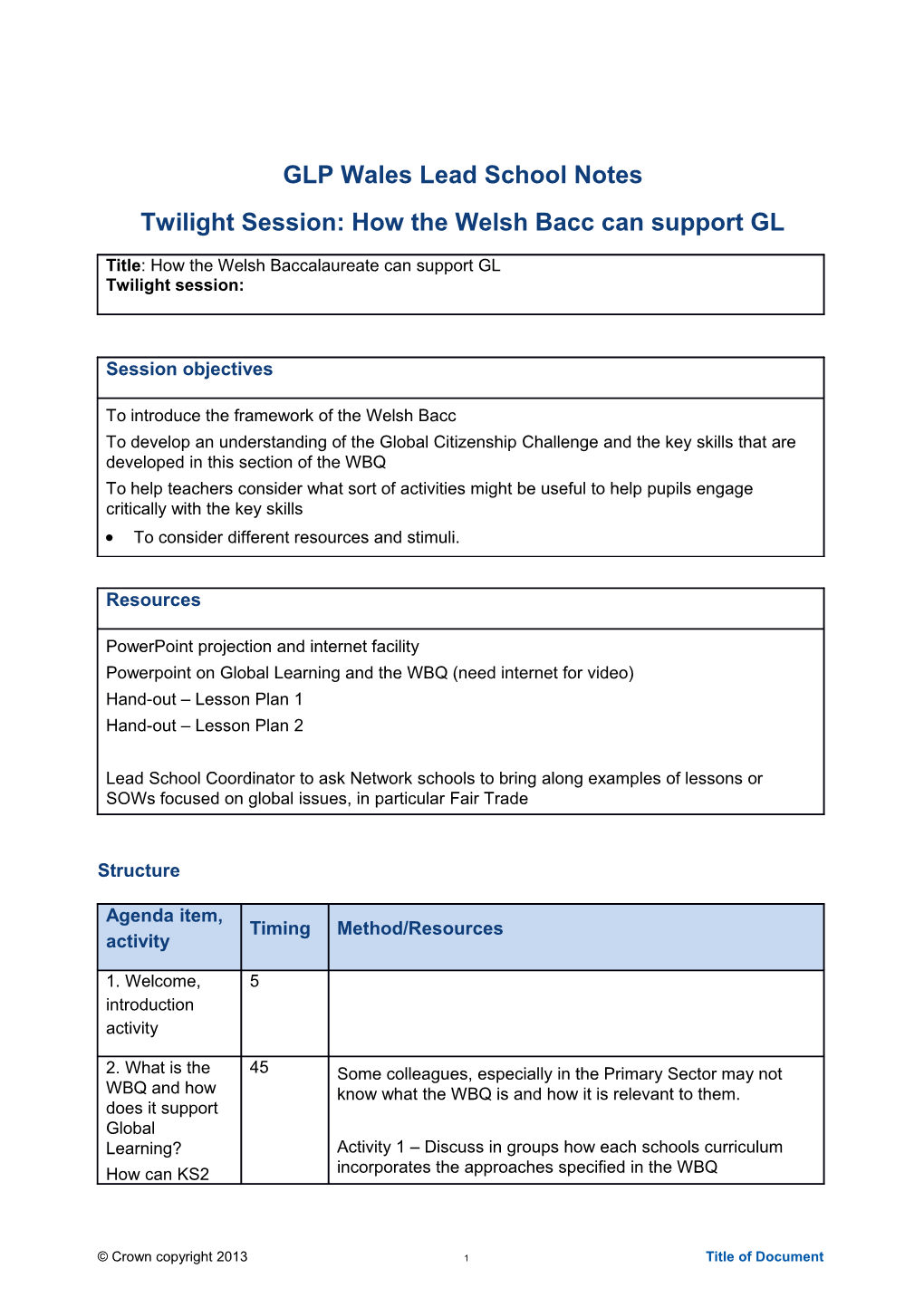 Twilight Session: How the Welsh Bacc Can Support GL