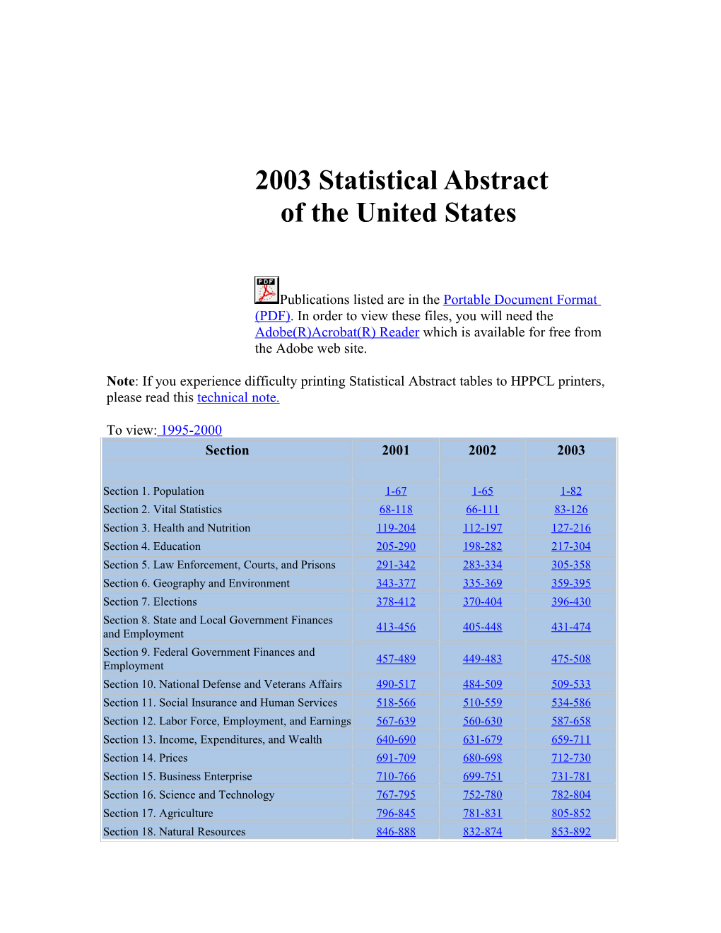 2003 Statistical Abstractof the United States