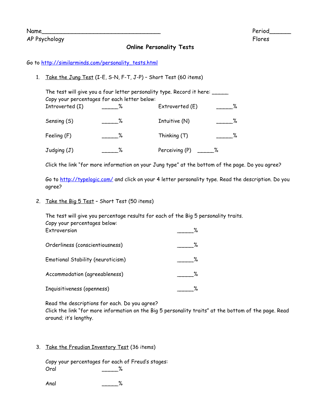 Online Personality Tests