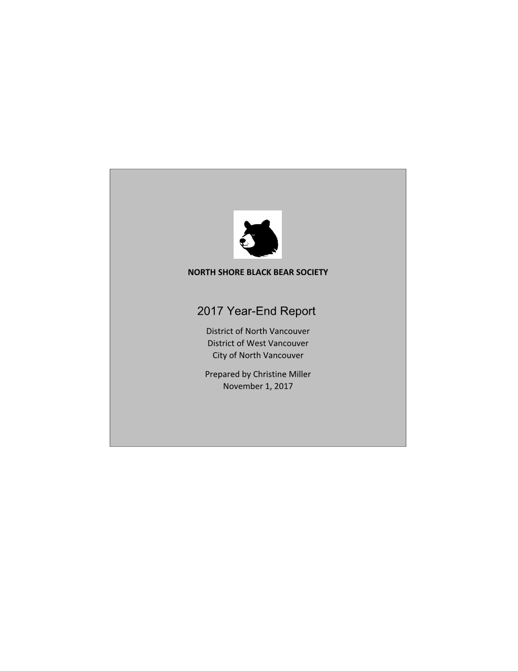North Shore Black Bear Society Year-End Report 2017
