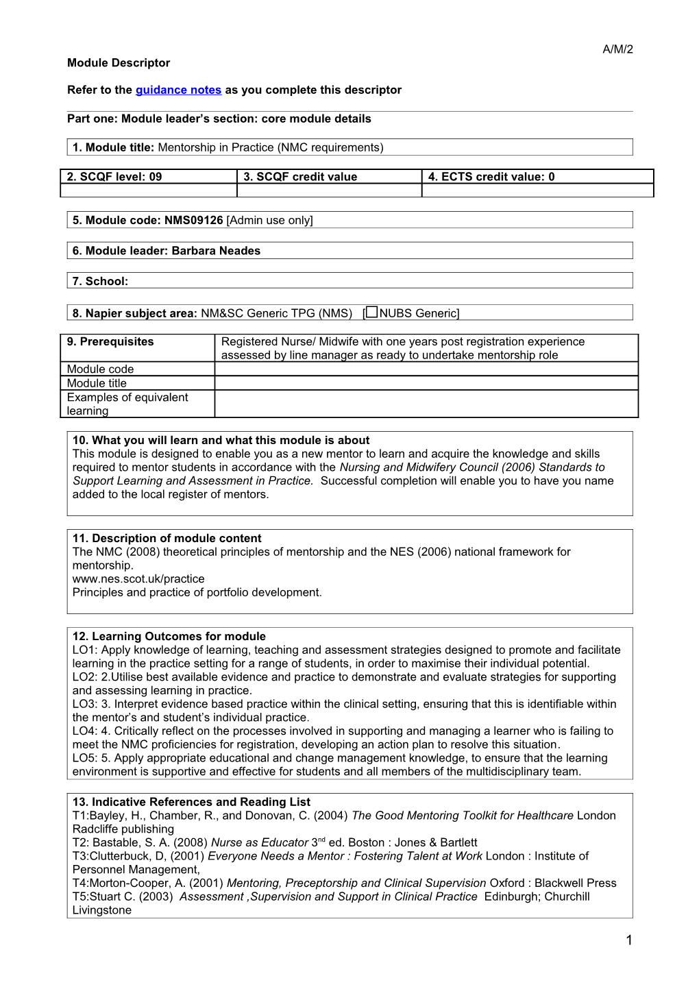 Interim Module Descriptor