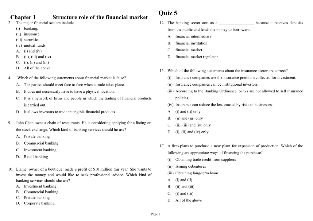 2. the Major Financial Sectors Include