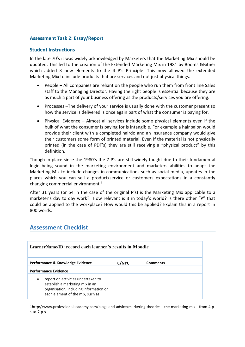 Assessment Task 2: Essay/Report