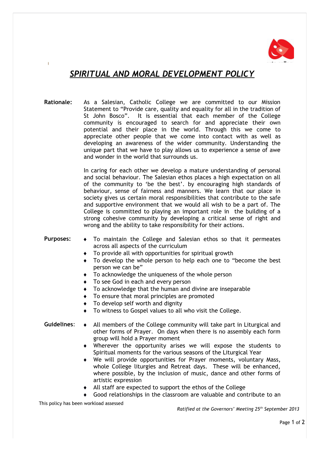 Spiritual and Moral Development Policy
