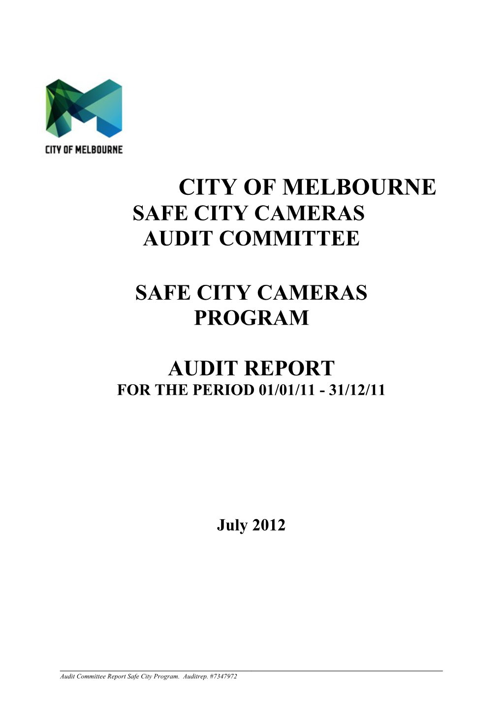 Safe City Cameras Audit Report 1/1/2011 - 31/12/2011