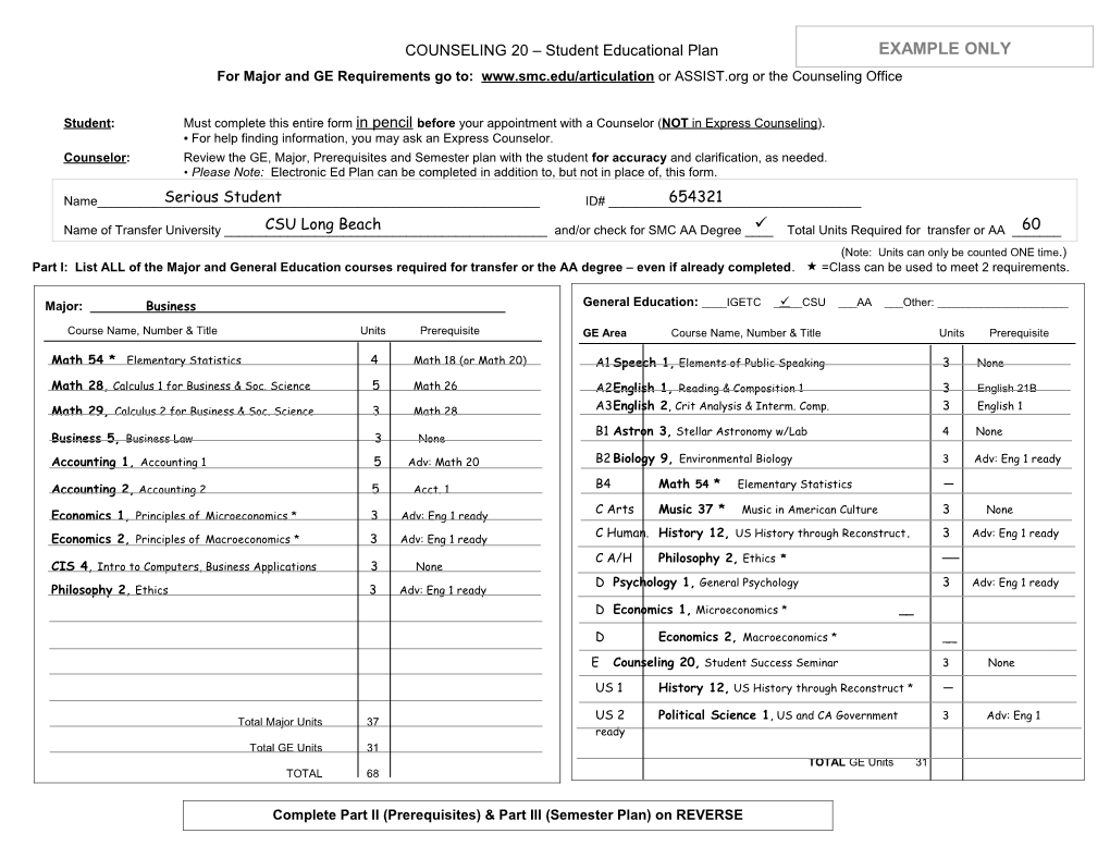 Ed Plan CSULB Business Example