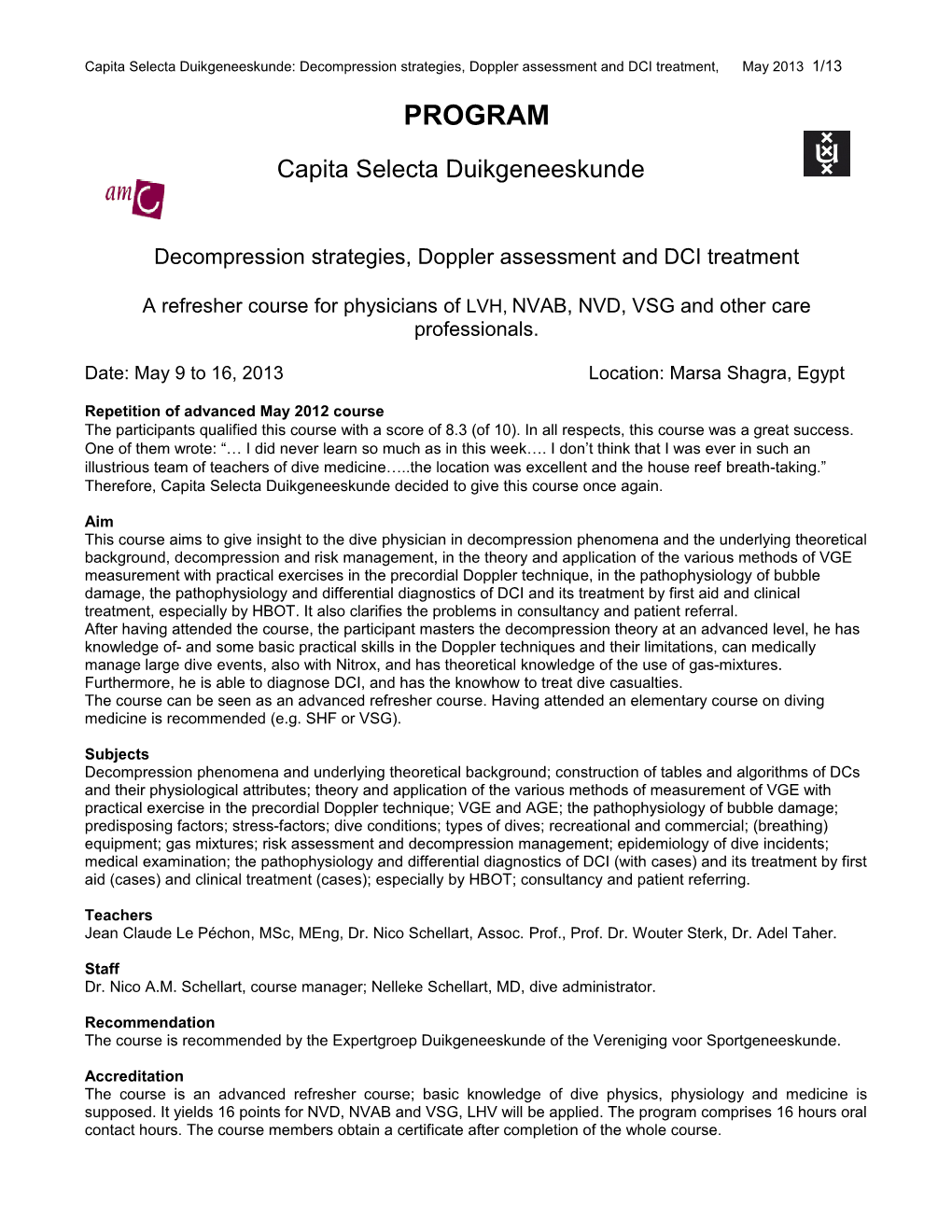 Capita Selecta Duikgeneeskunde: Decompression Strategies, Doppler Assessment and DCI Treatment