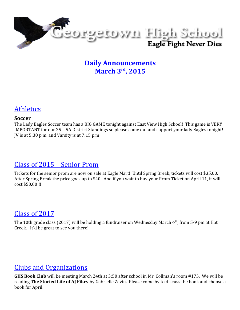 Daily Announcements s1