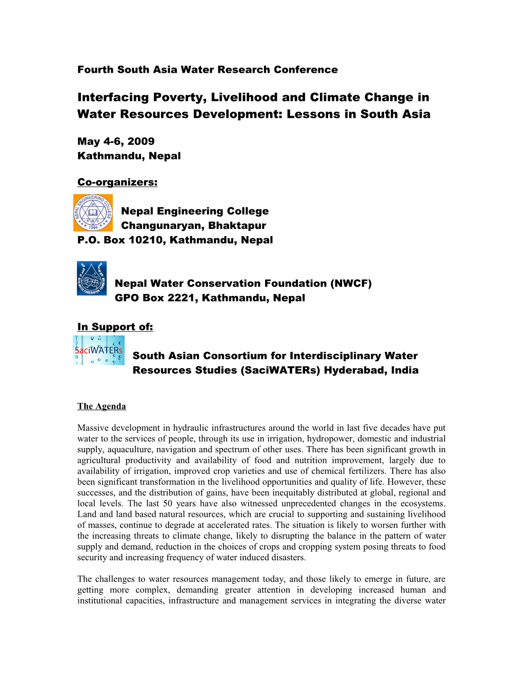 Interfacing Poverty, Livelihood and Climate Change in Water Resources Development: Are