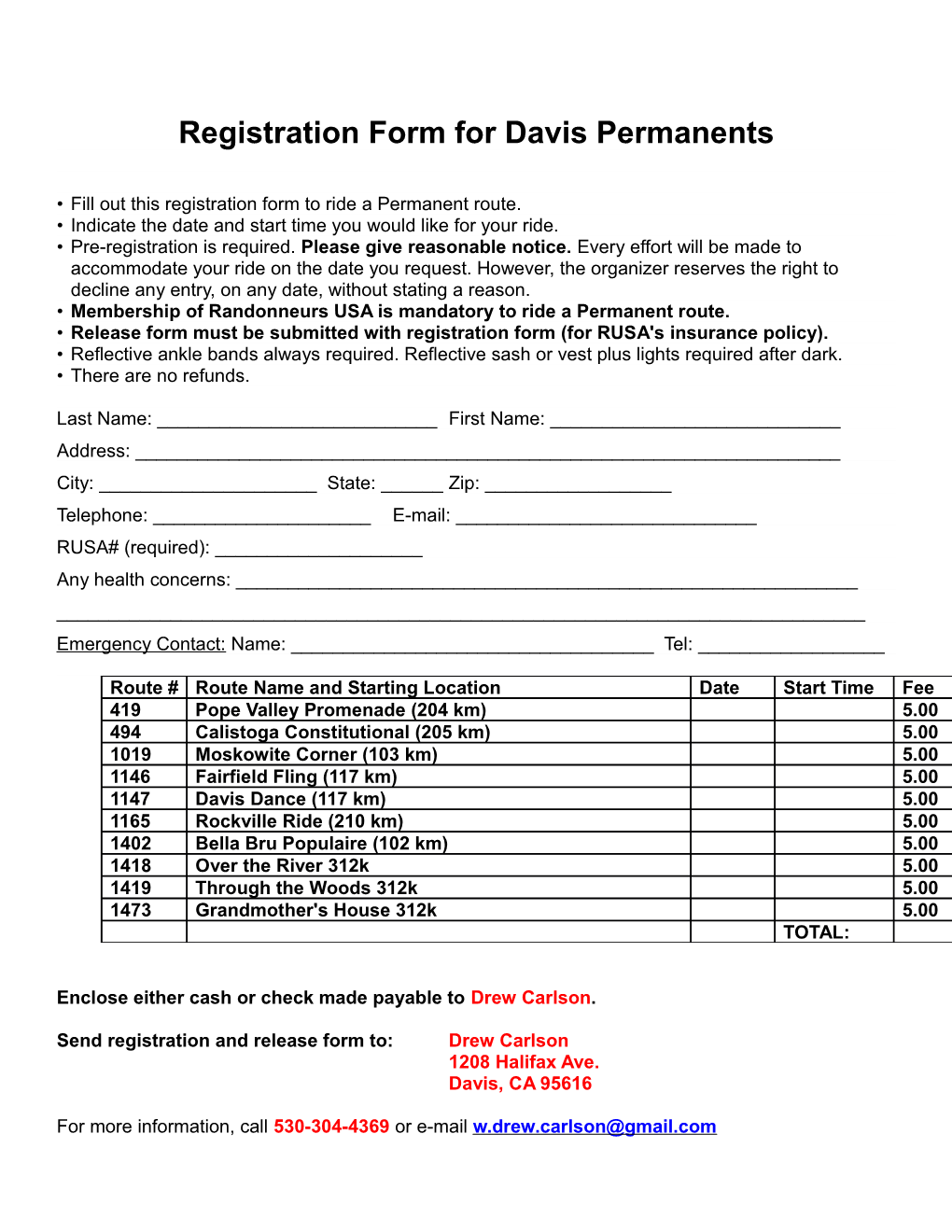 Registration Form for Davis Permanents