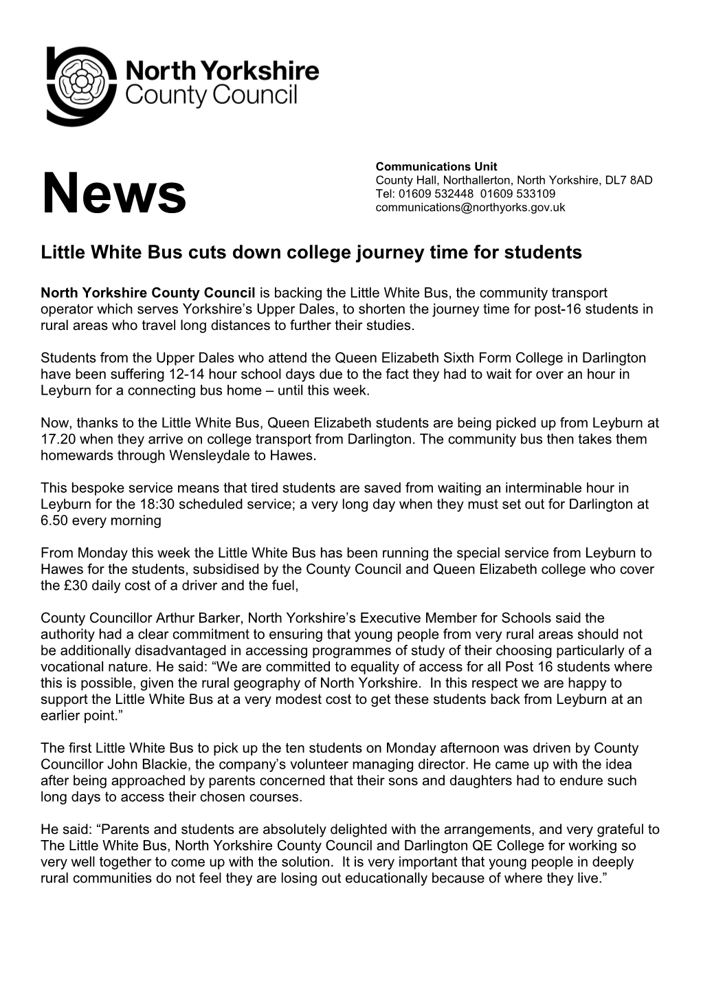 Little White Bus Cuts Down College Journey Time for Students