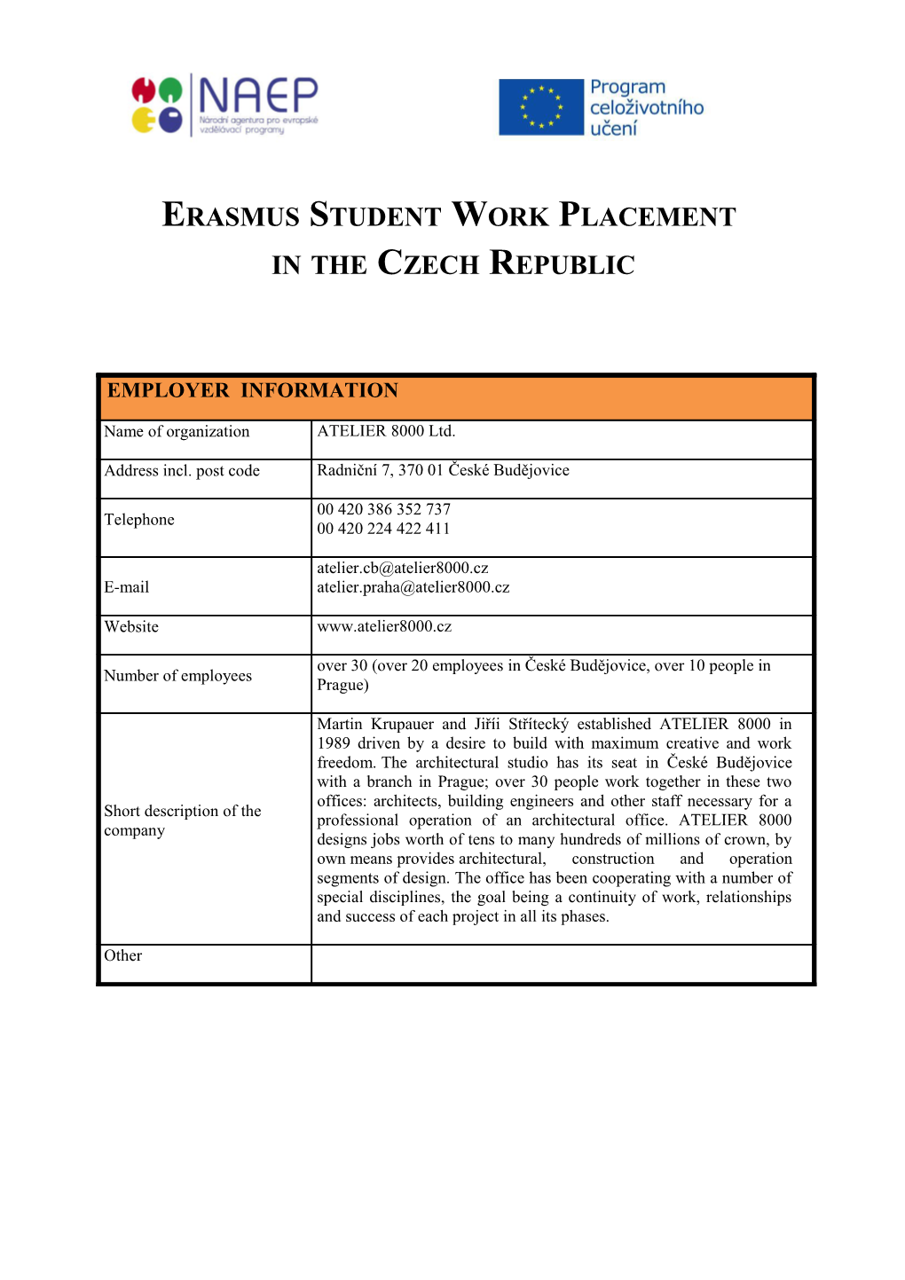 Erasmus Student Work Placement s3