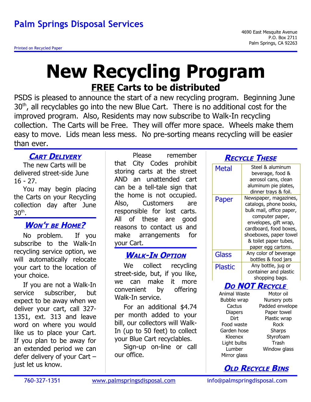 New Recycling Program