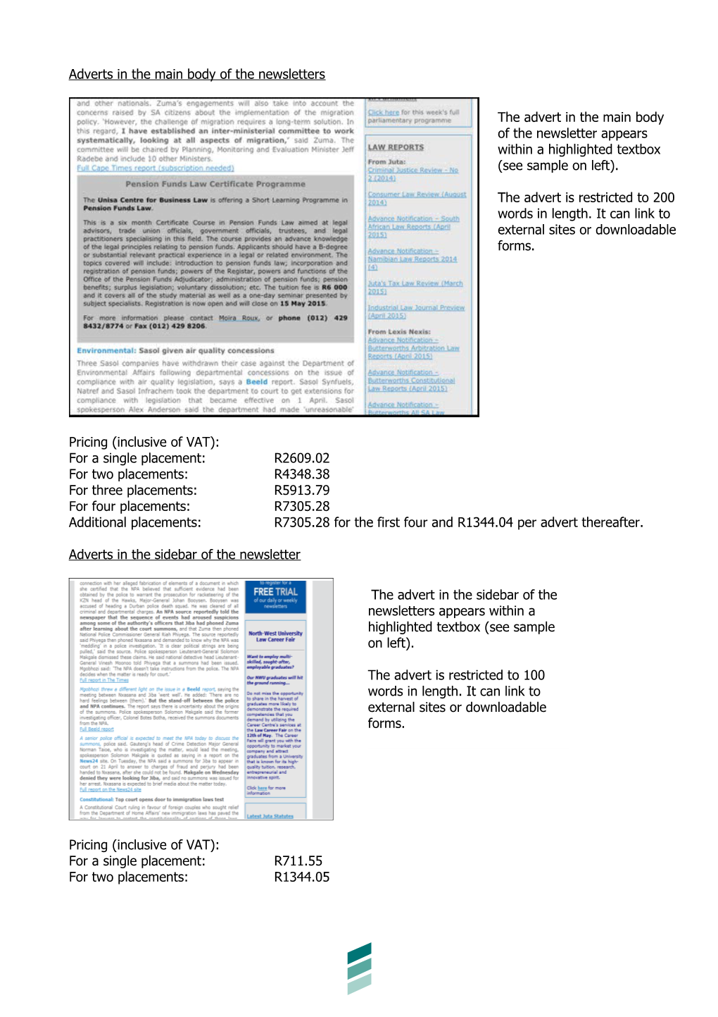 Information Sheet: Legalbrief Advertising Options