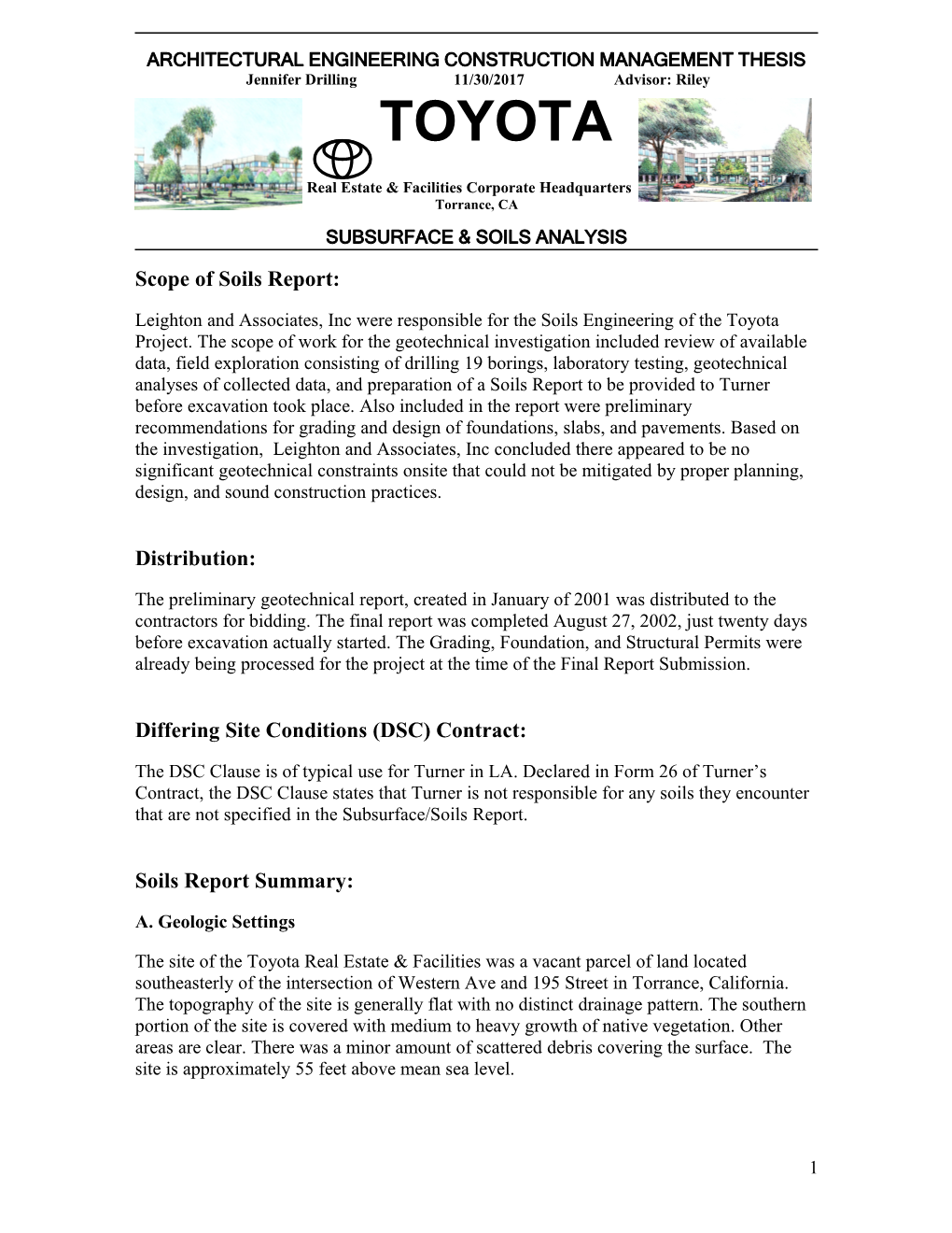 Environmental Action Guidelines For North American Plants - Subsurface Soils Ananysis