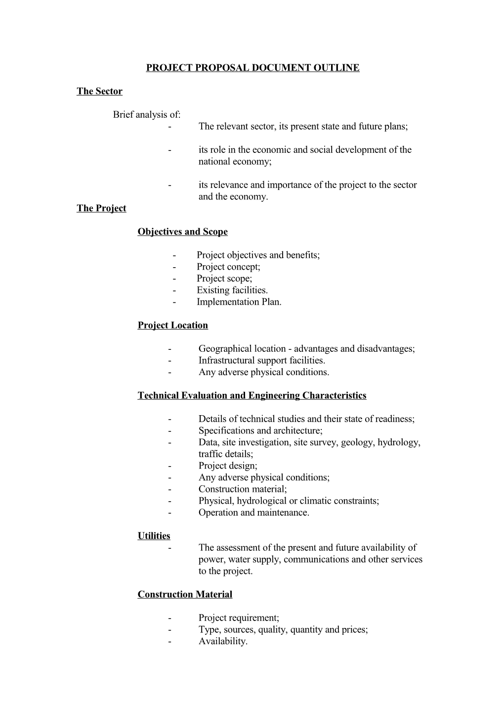 Project Proposal Document Outline