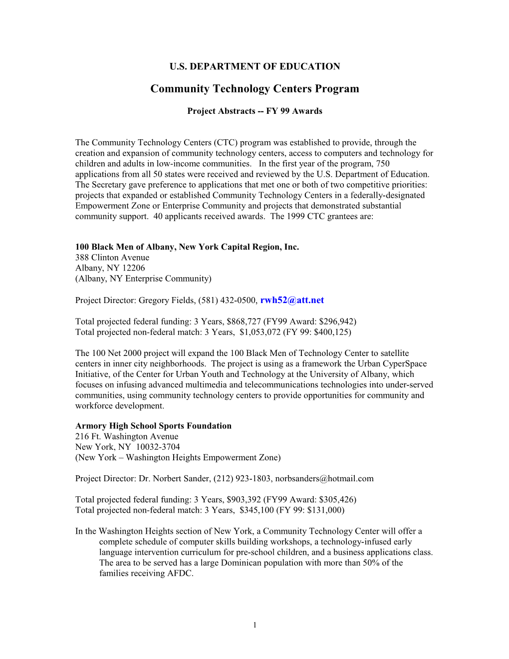 Community Technology Centers Program