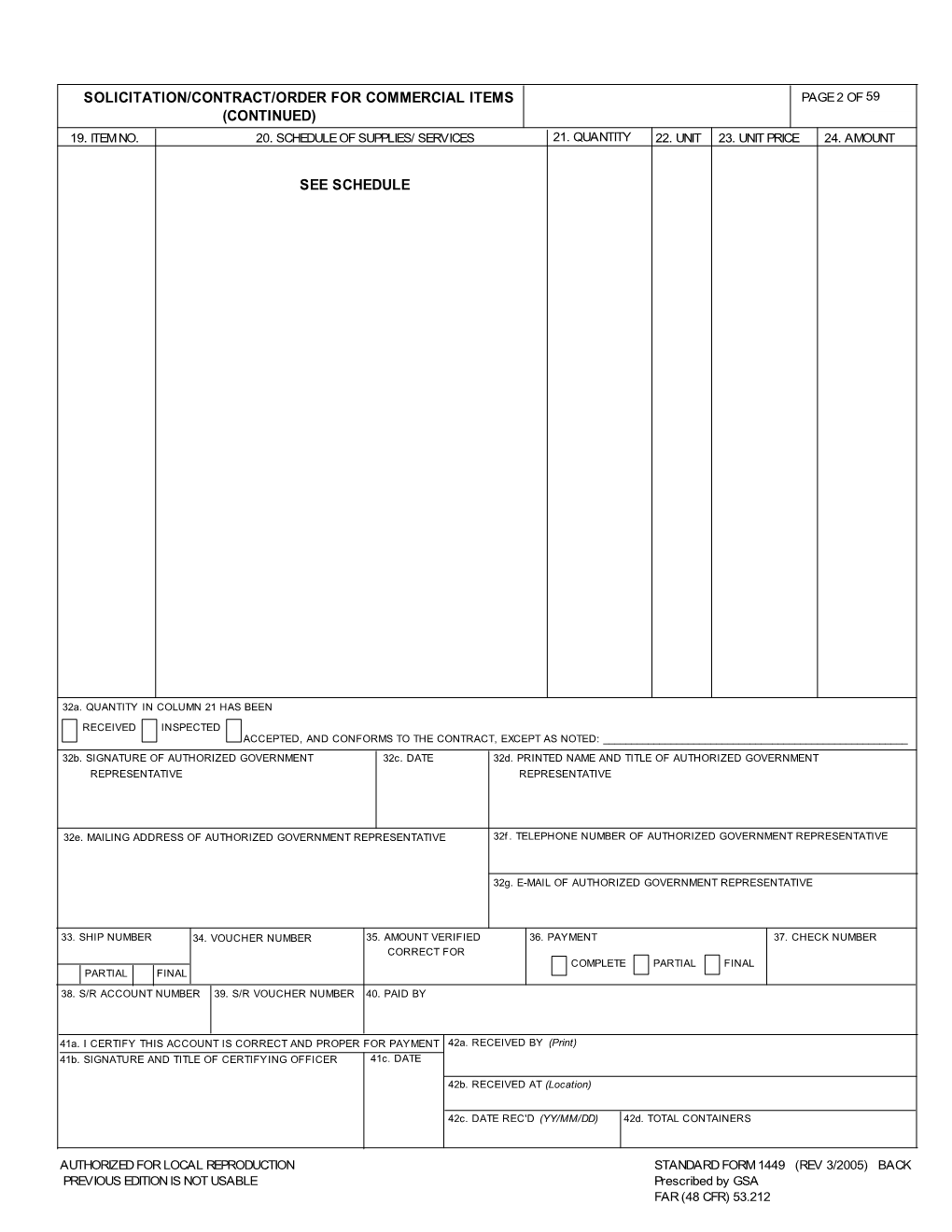 Section SF 1449 - CONTINUATION SHEET s1