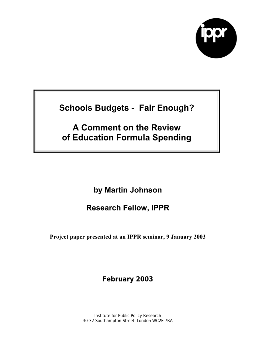 Education Formula Spending Share EFSS