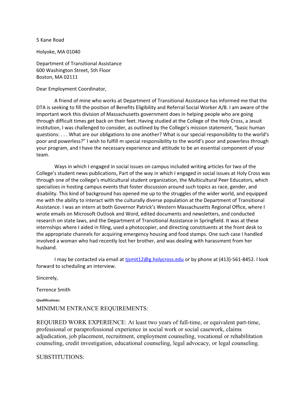 Department of Transitional Assistance 600 Washington Street, 5Th Floor Boston, MA 02111