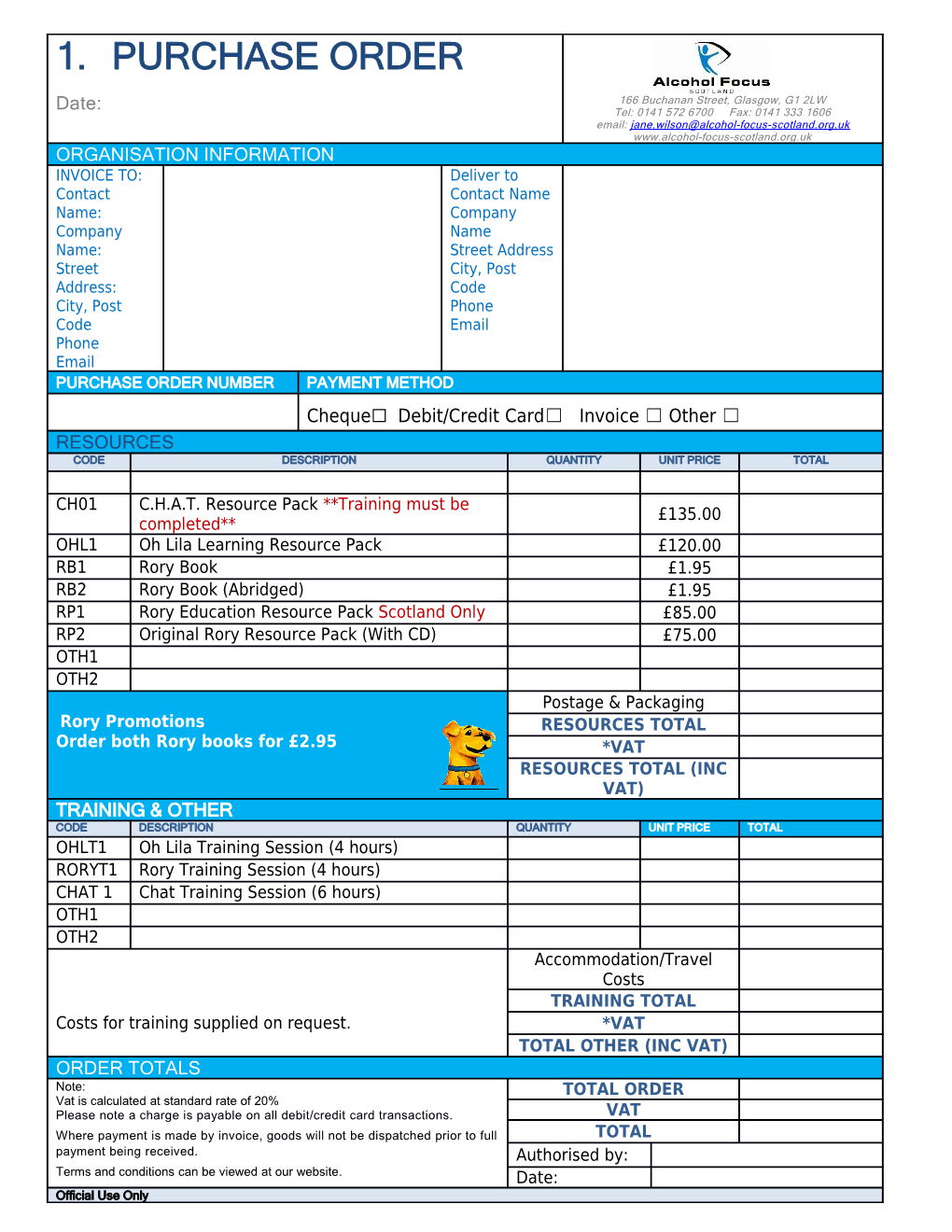 Purchase Order (Blue Background Design)