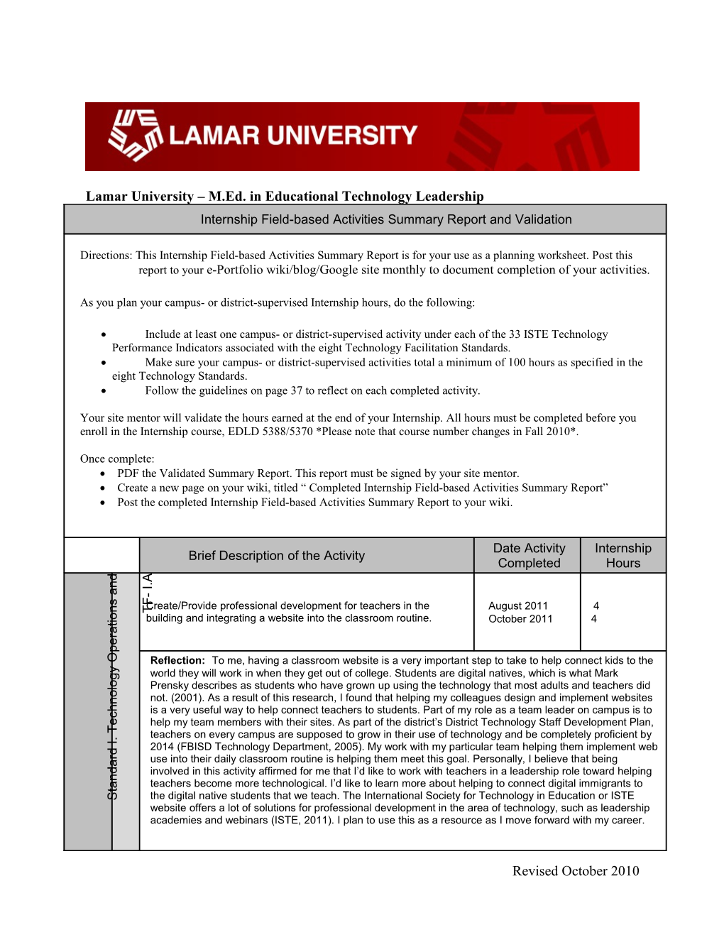 Lamar University M.Ed. in Educational Technology Leadership