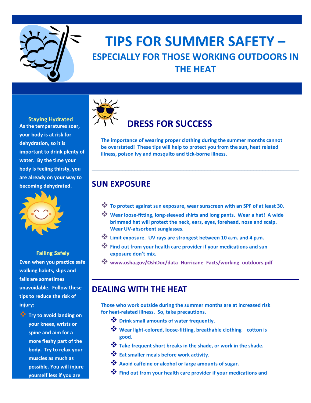 Tips for Summer Safety Especially for Those Working Outdoors in the Heat