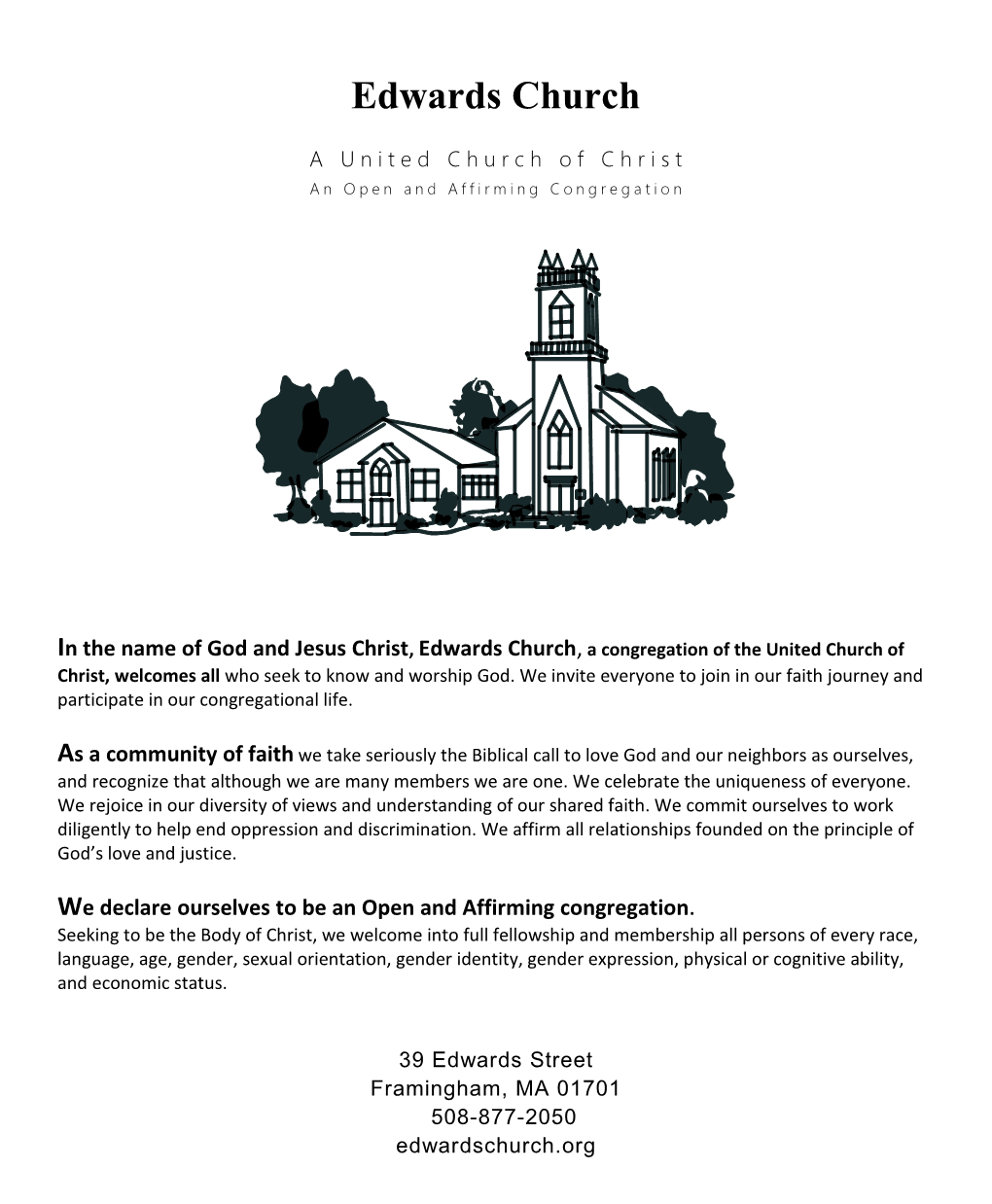 An Open and Affirming Congregation