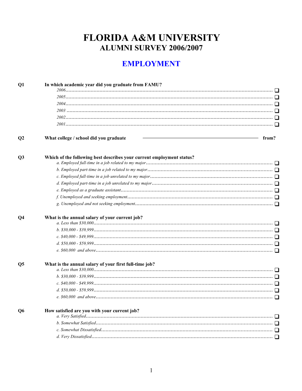 Alumni Survey 2006/2007