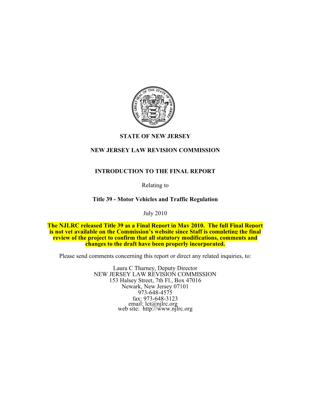 New Jersey Law Revision Commission s15