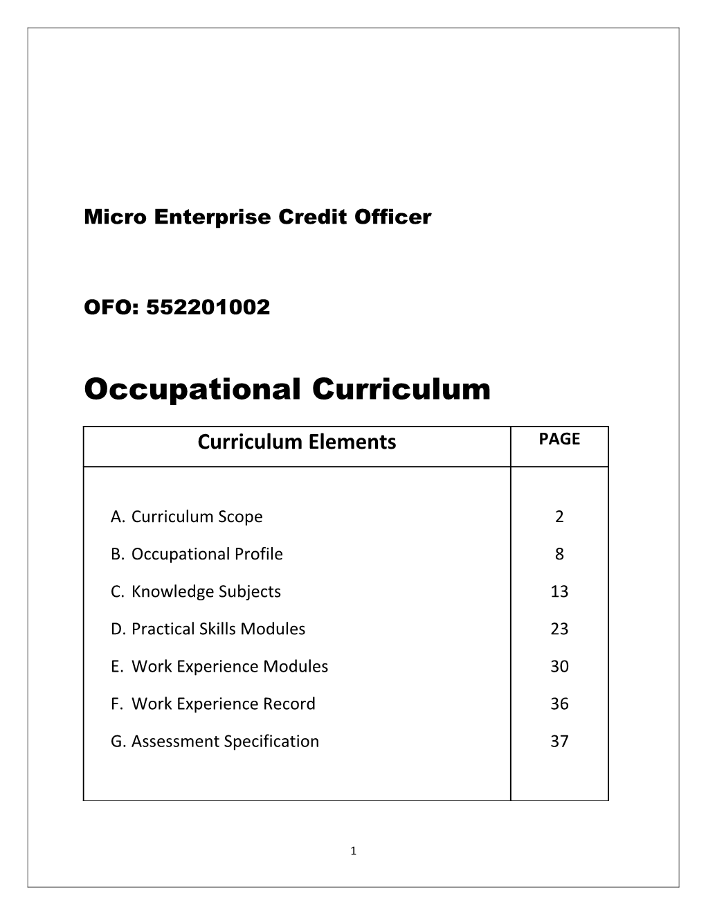 Micro Enterprise Credit Officer