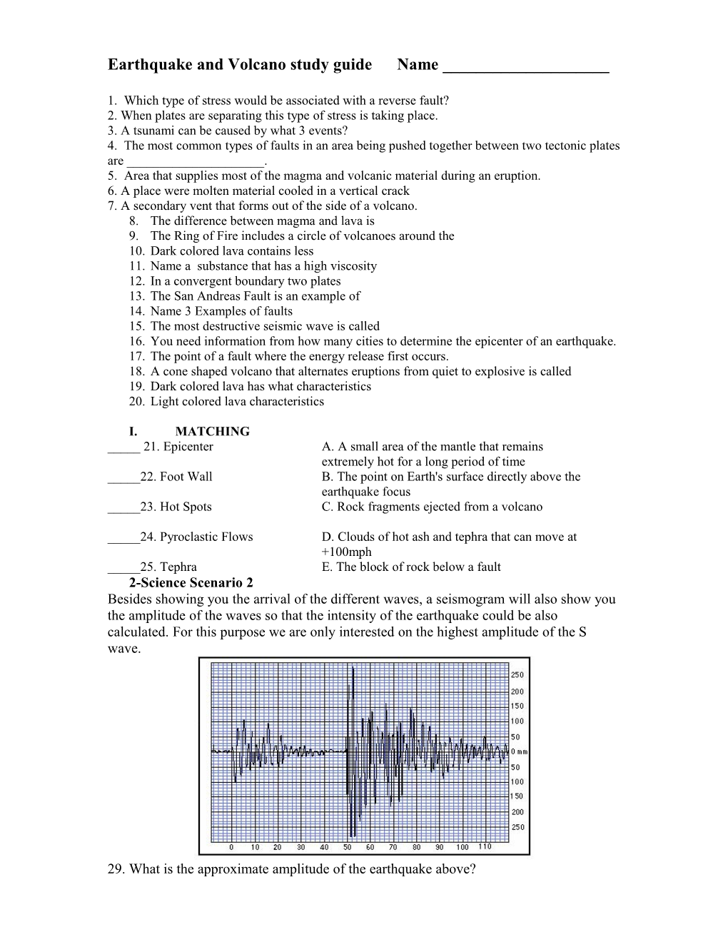 Earthquake and Volcano Test