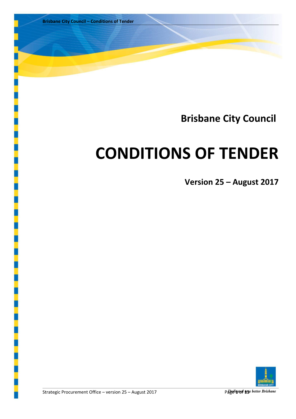 Brisbane City Council Conditions of Tender