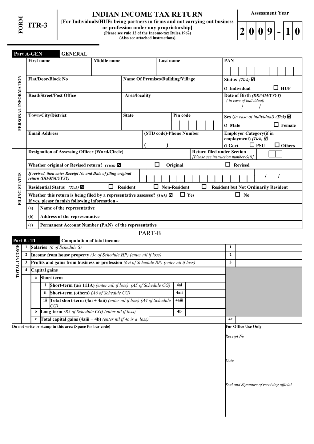 Instructions for Filling out FORM ITR-3