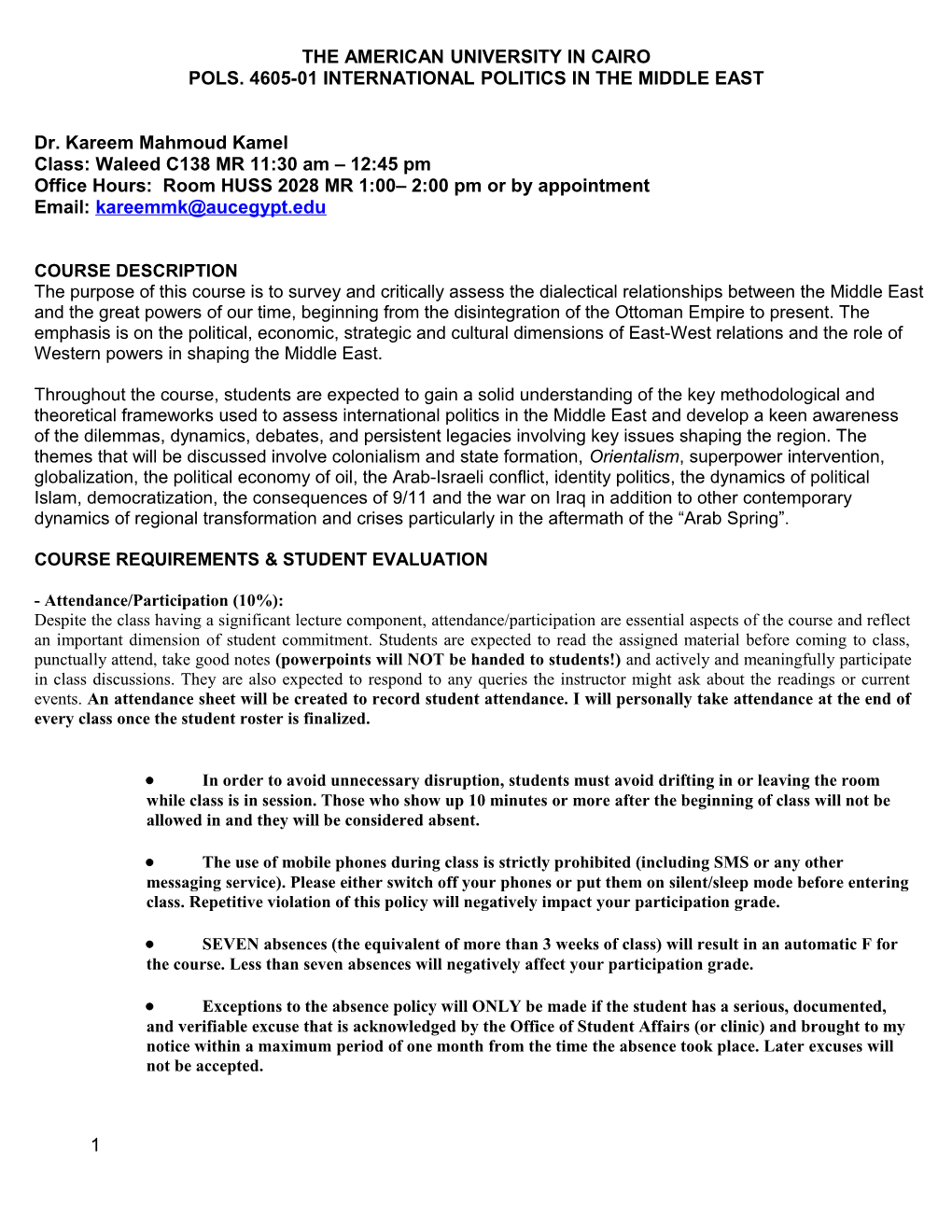 Pols. 4605-01International Politics in the Middle East