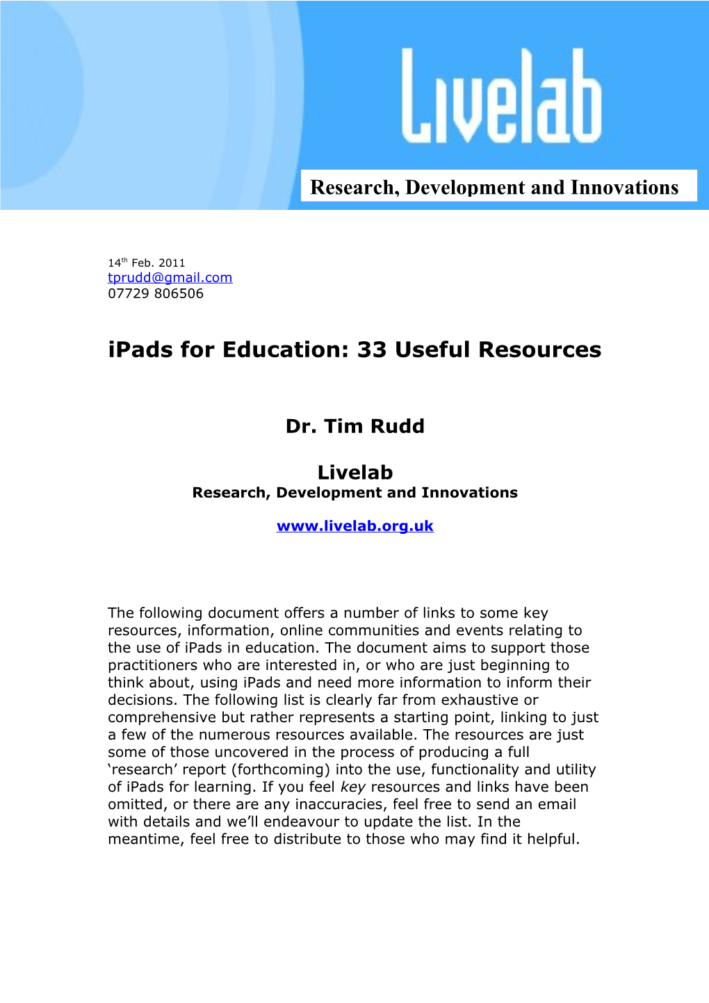 Ipads for Education: 33 Useful Resources