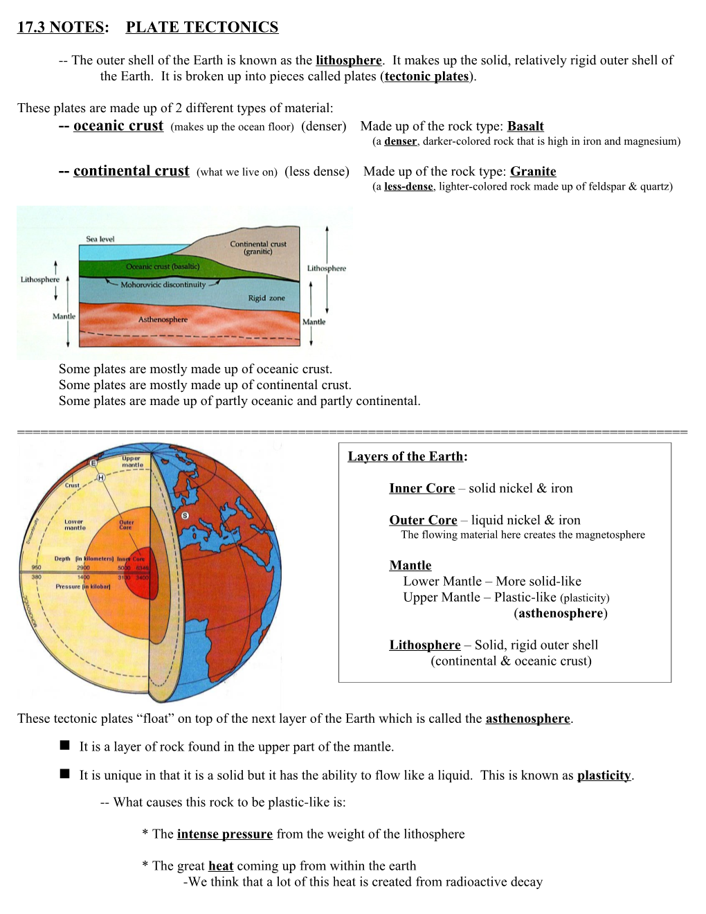 17.3 Notes: Plate Tectonics