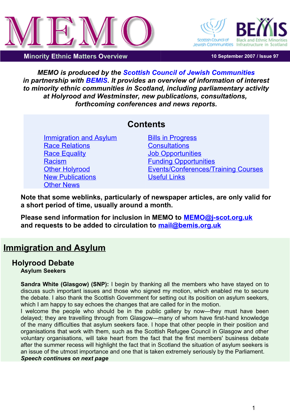 MEMO Is Produced by the Scottish Council of Jewish Communities