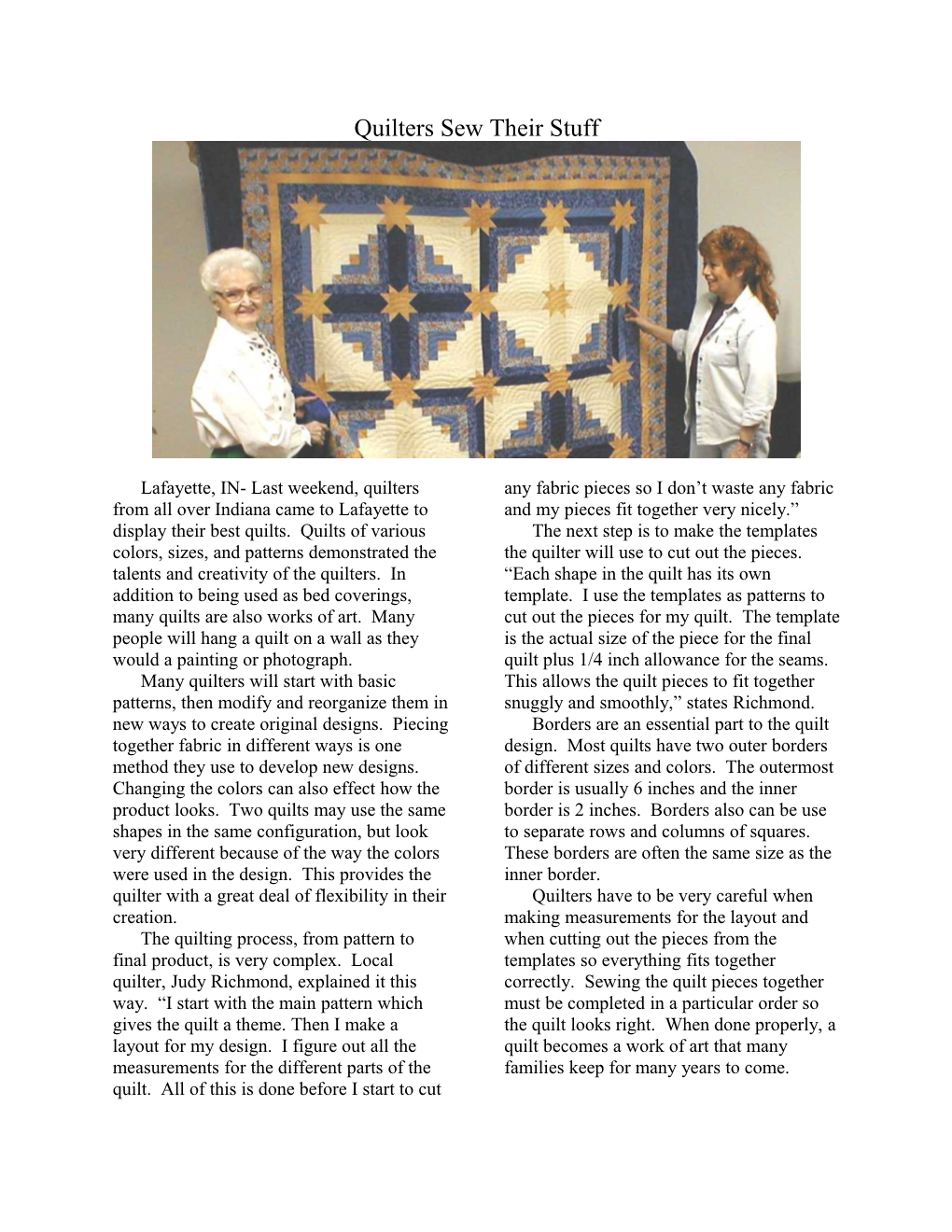 Quilters Sew Their Stuff