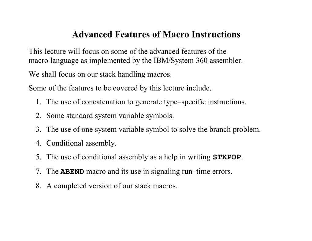 Advanced Features Of Macro Instructions