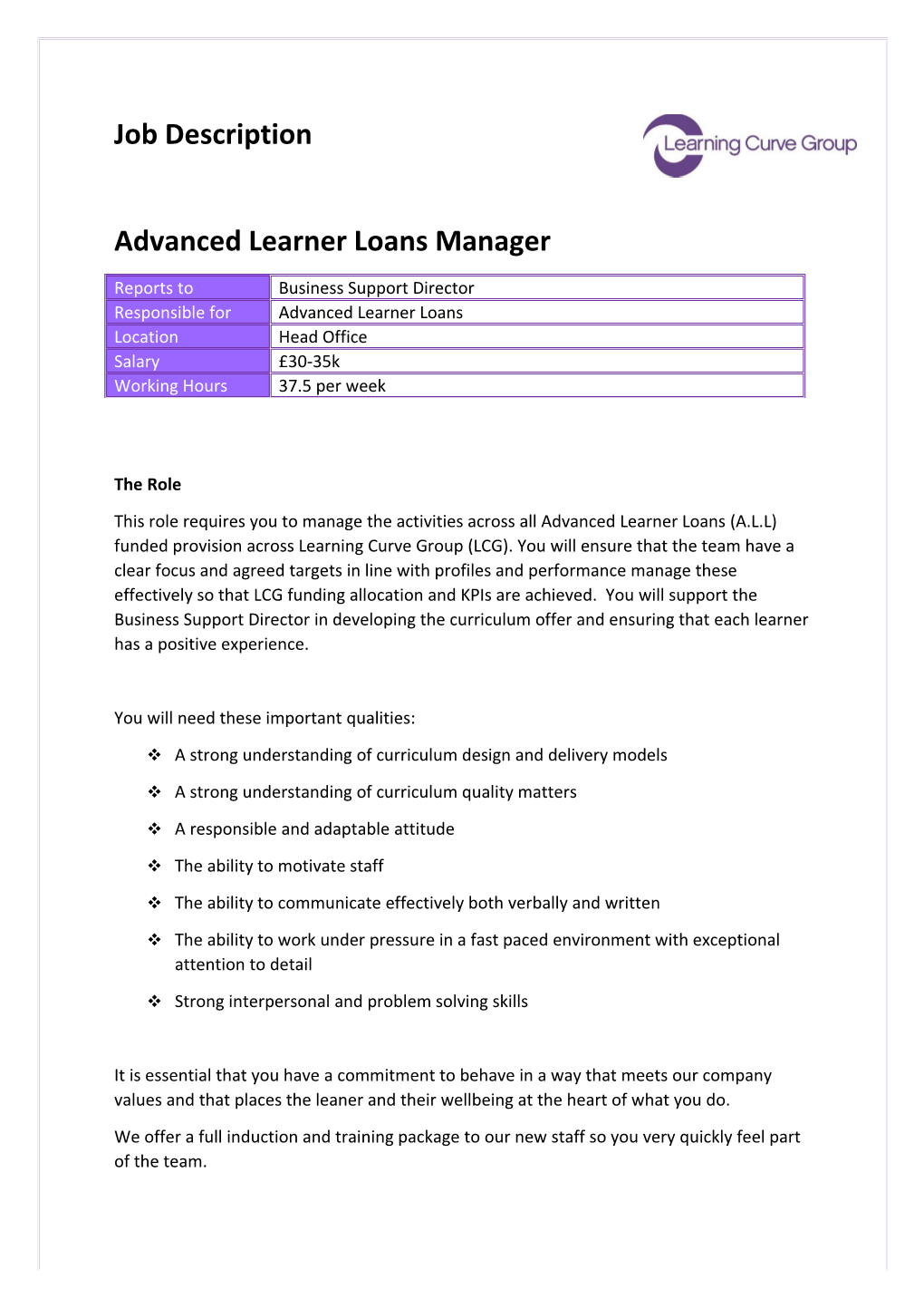 Advanced Learner Loans Manager