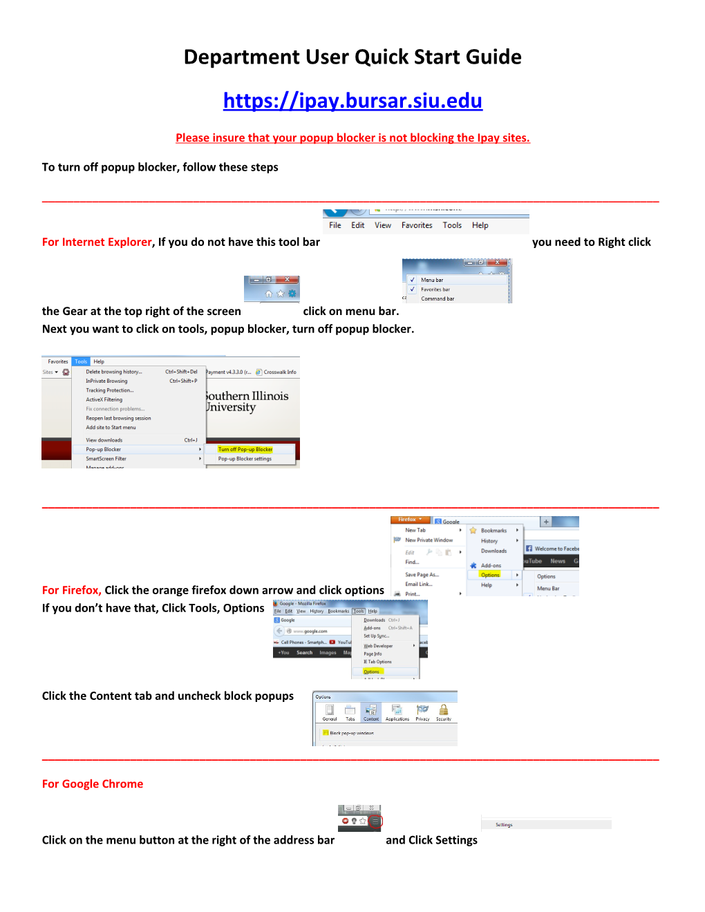 Department User Quick Start Guide